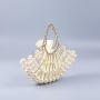 Custom Pearl Hollow Copper Tube Beaded Fan Shape Ladies Dinner Clutch Hand Braided Bag Niche High Quality Handbag