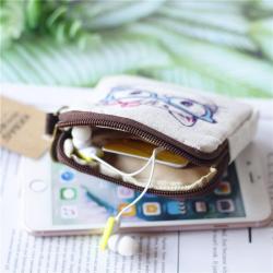 Gelory New Cartoon Printing Cotton And Linen Key Ring Coin Purse Multi-Function Coin Bag Broken Silver Bag