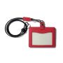 School Employee ID Card Holder Pass Case with Neck Strap PU Leather Name Holder Name Tag Case