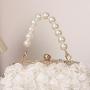 New flower bead embroidered ladies white embroidered pearl handbag banquet bridal wedding handbag evening bags