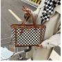 Trendy Ladies  Designer Bags Classic Checkered Pattern Big Tote Messenger PU Leather Handbags Top Handle Satchel Ladies Hobo
