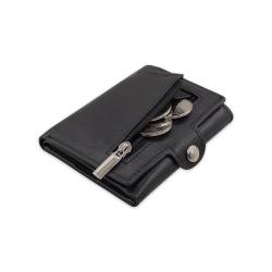 Wholesale leather trifold wallet rfid blocking slim card holder wallet with zipper coim purse