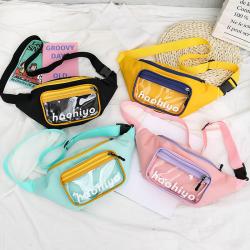 Hot Sale Polyester PVC Messenger Shoulder Bag Unisex Tide Transparent Jelly Chest Waist Bag