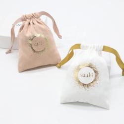 Custom Hot Stamping  Mini Suede Drawstring Gift Cosmetic Bag Luxury Suede Gift Jewelry Pouch