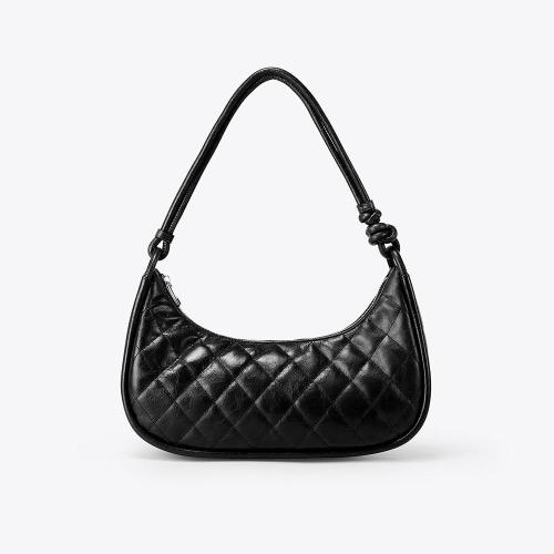 2023  Simple New Design Fashion PU Leather Handbags Diamond Lattice Pattern Small Half Moon Shoulder Bags For Women