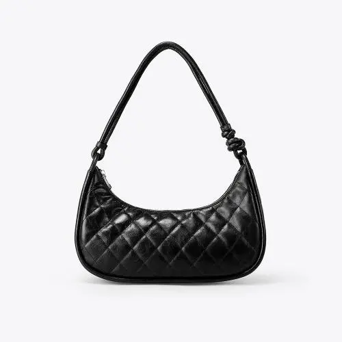 2023  Simple New Design Fashion PU Leather Handbags Diamond Lattice Pattern Small Half Moon Shoulder Bags For Women