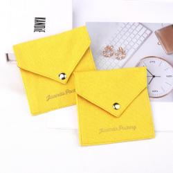 High Quality Envelope Jewelry Packing Canvas Cotton Pouch Custom Logo Flap Mirror Earring Jewelry Bag