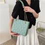 Simple Ladies Fashion Spring Summer Popular Bags Texture Chain Diamond Lattice Crossbody Bag Emboss Single Shoulder Casual Bag