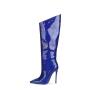 2021 Fashion Design Autumn Stiletto Heels Colorful Patent Leather Rivet Women Boots Side Zipper Thin High Heel Knee High Boots