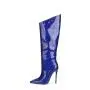 2021 Fashion Design Autumn Stiletto Heels Colorful Patent Leather Rivet Women Boots Side Zipper Thin High Heel Knee High Boots