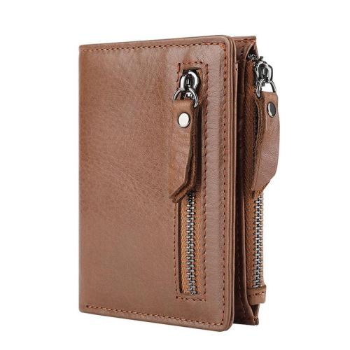 ZF252 RFID Anti-theft Brush Head Layer Cowhide Men Wallet Card Case Short Multifunctional Money Clip Daily Convenient
