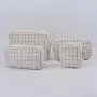 Keymay RTS Personalized Chenille Patches Cute Girls Tweed Plaid Checkered Zip Makeup Bag Toiletry Travel Bag Small Cosmetic Bag
