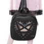 Custom design women leather ita backpack with heart clear window gothic rivet decoration clear PVC Ita bag