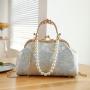 Pearl Chain Designer Women Handbags Lock Button Handbag Manufacturer Customize Lace High Quality Ladies Designer Shoulder Bags