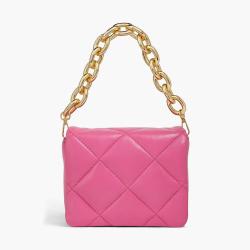 Wholesale Customized  PU Handbags Puffy Diamond Lattice Padding luxury Shoulder Bags Women's Gold Chain Sling Bags