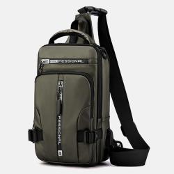 ZF092 New Business Chest Bag Men Fashion Casual Shoulder Messenger Bag Waterproof Nylon Backpack USB Interface