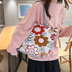 ZR416 New Printed Canvas Bag Wholesale Leisure Women's Fashion Portable Underarm Bag Shopping Bag
