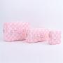 Keymay High Quality Embroidery Letter Patches Plaid Cherecked Custom Printed Cosmetic Bag Travel Organizer Pouch Bag Makeup