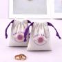 OEM Factory Reusable Custom Logo Printing Brush Canvas Earring Bracelet Storage Bag Small Soft Cotton Drawstring Jewelry Pouch