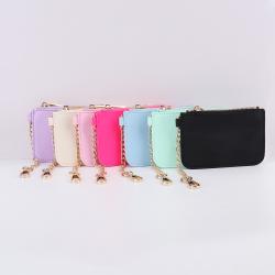 Keymay RTS Stock Waterproof Personalized Chenille Patches Cute Nylon Card Holder Wallet Mini Keychain Wallet Coin Purse Keychain
