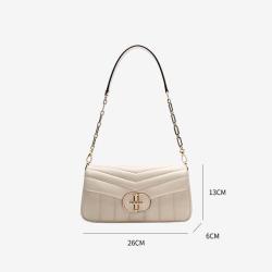 Wholesale Luxury White Color  Pu Leather ladies Elegant Metal Chain Women Handbag Cross Body Bag Shoulder Bag