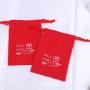 Custom Logo Printed Cotton Linen Jewelry Packing Cosmetic Bag Red Cotton Gift Drawstring Dust Pouch