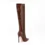 Bota Feminina Fashion Style Crazy Horse Pattern Pointy Toe Long Boots Side Zipper Stiletto High Heel Knee High Boots For Women