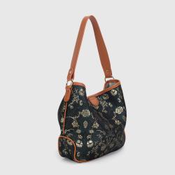 2024 Vendor Custom Logo Jacquard Fabric Leather Shoulder Bag For Women Luxury Purse