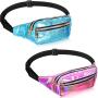 Gelory Outdoor Activities Hiking Shiny PU Laser Fanny Pack Travel Waterproof Holographic Waist Bags for Women
