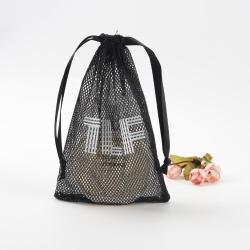 Custom Logo Printed Nylon Mesh Cosmetic Bag Black Golf Ball Mesh Bag Mesh Soap Packaging Pouch