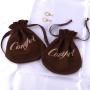 Custom Logo Printed Ellipse Cotton Linen Gift Drawstring Packaging Bag  Brown Candle Cosmetic Cotton Dust Pouch