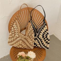 Custom boho beach bag Wholesale Fashionable Luxury Tote Bags Raffia Seagrass Woven Straw Vacation Sling Bag