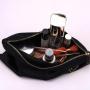 Custom Embroidery Printed Black Satin Hair Extension Travel Zipper Bag Fashion Soft Matte Zipper Packaging Cosmetic Makeup Pouch