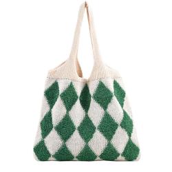 ZR609 Women's Bag Woven Cloth Contrasting Color Stitching Fashion Working Comfortable Portable Shoulder Female Girl Bag Shopping