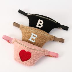 Stock Beige Pink Black Brown Teddy Fur Fuzzy Bum Packs Winter Waist Bags with Adjustable Straps DIY Name Premium Fanny Bag
