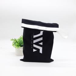 Customized Black Twill Cotton Packaging Travel Bag With Velcro Soft Cotton Twill Fabric Shoe Dust Shopping Bag For Handbag
