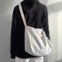 Large-Capacity Black White Canvas Messenger Bag Schoolbag Vintage Fashion Style Students Crossbody Bag Simple Shopping Bag