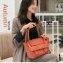 Ladies Luxury Handbags New Style Genuine Leather Designer for Women with Zipper Closure Two Portable Handles Polyester Lining