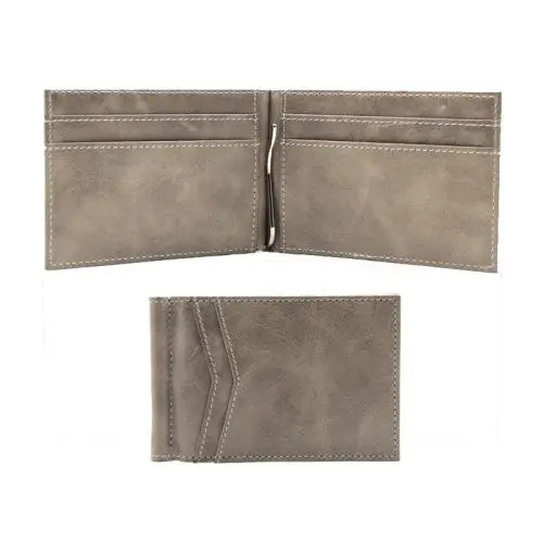 Custom zip pocket travel men genuine leather money bag purse leather wallet with money clip