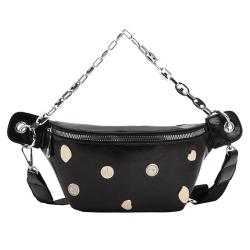 HR604 Women Chest Bag New Fashion Personalized Chain Hardware Decoration Girls' One Shoulder Crossbody Bag Versatile Waist Bag