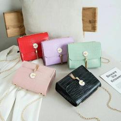 Korean Cute 2024 New Flower Tassel Alligator Single Shoulder Messenger Bag Women's Fashion Handbag Open Square  Button Handbag