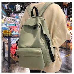 ZF162 Solid Color Nylon Shoulder Bag Female High School Backpack Male College Students Schoolbag Waterproof Wear-resistant