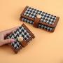 Simple fashion small women's wallet long Thousand Bird Grid buckle multi-card space money clips versatile clutch bag female