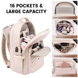 LOVEVOOK Stylish Quilted 15.6 inch Laptop Backpacks Purse Business Work Travel College Bookbag with USB Cute Backpack for Women