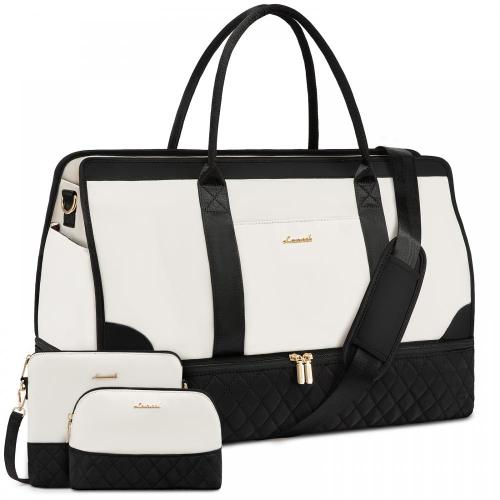 LOVEVOOK OEM 3 Pcs Set Weekender Bags for Women Travel Duffle Bag with Shoe Compartment Carry on Overnight Purse Gym Duffel Bag