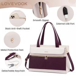 2022 LOVEVOOK wholesale 2pcs fashion casual ladies shoulder bags fashion 15.6inch  briefcase for women purses laptop tote bags