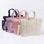 Wholesale Customized Popular Items Tote Bag Custom Tote Pink Bag With Zipper Large Capacity Corduroy Tote Bag