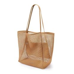 XL320 Folding Beach Bag With Handy Large Picnic Shopping Storage Bag Travel Handbag Mesh Storage Shoulder Tote Bag
