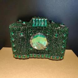 High Quality Clutch Handbag Purses Rhinestone Purse Diamond Crystal Camera-shaped Evening Bag 2024