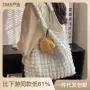 Large Capacity Korean Version Folds Cloud Puff Bag Women'S New Single Shoulder Underarm Bag Hand Canvas Shopping Bag